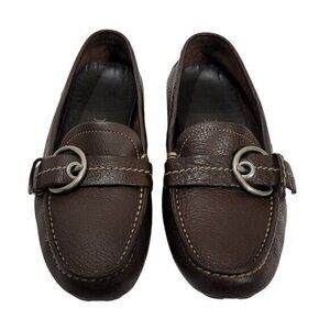 Vintage Prada Leather Drivers Loafers Flats Brown Buckle 35